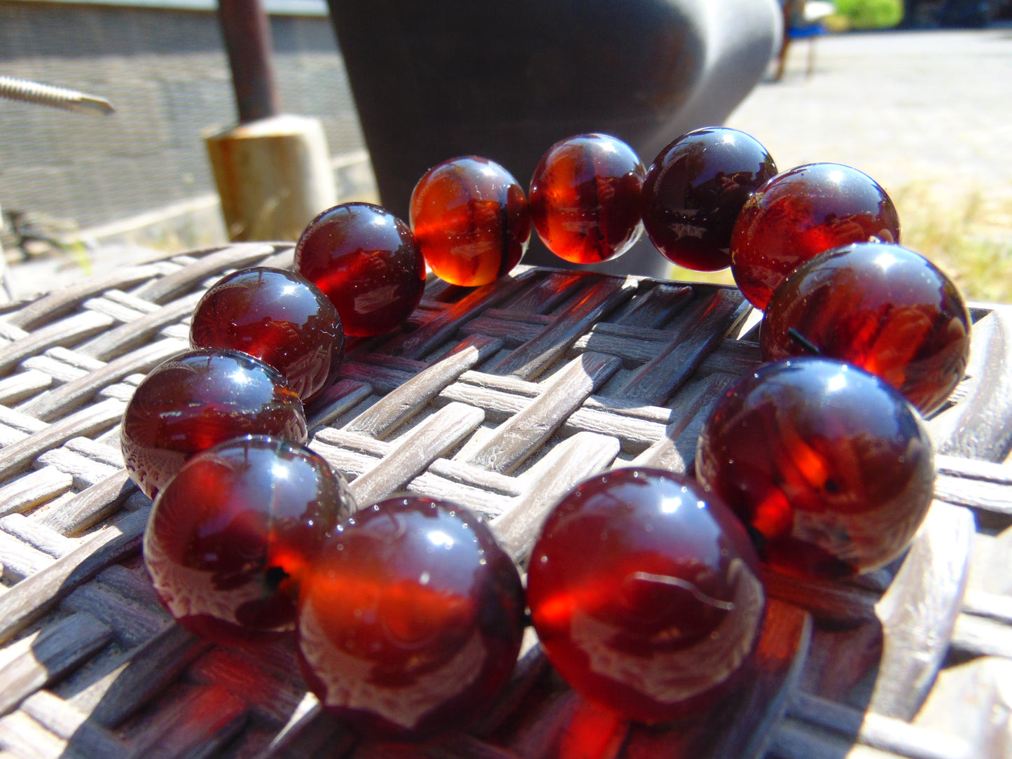 56 gram 12 Beads Mala Bracelet Indonesian Red Amber 20 mm for Healing BB8