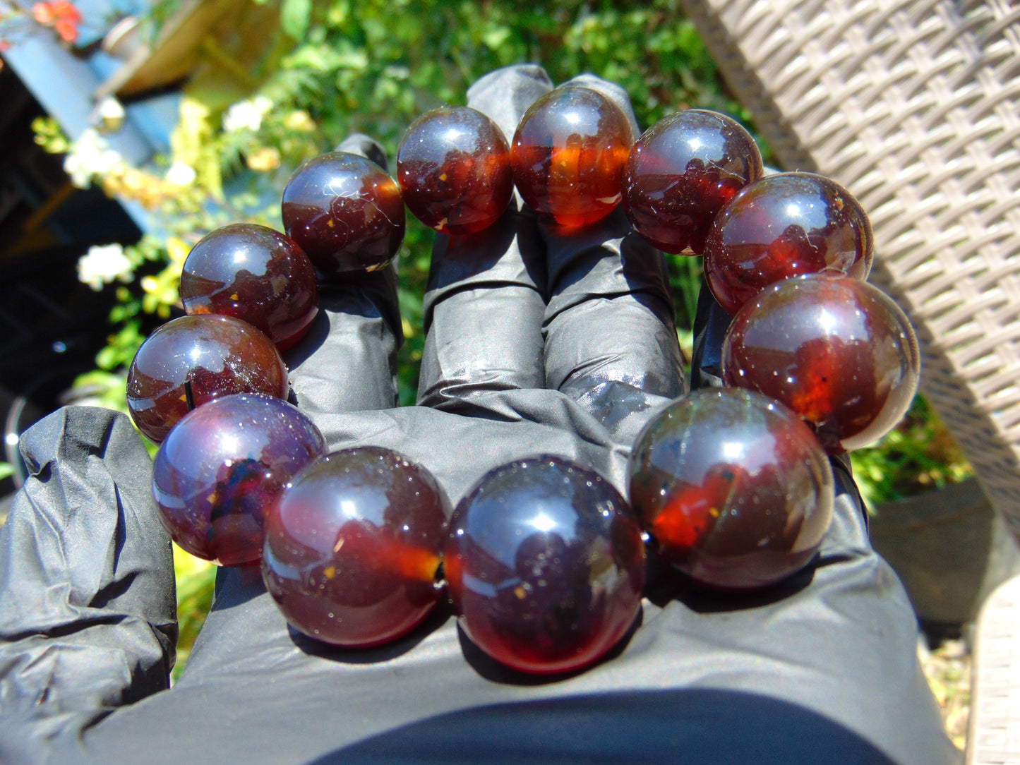 56 gram 12 Beads Mala Bracelet Indonesian Red Amber 20 mm for Healing BB8