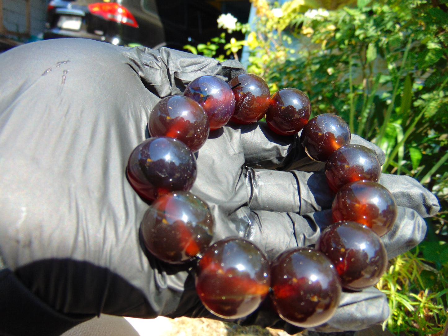 56 gram 12 Beads Mala Bracelet Indonesian Red Amber 20 mm for Healing BB8