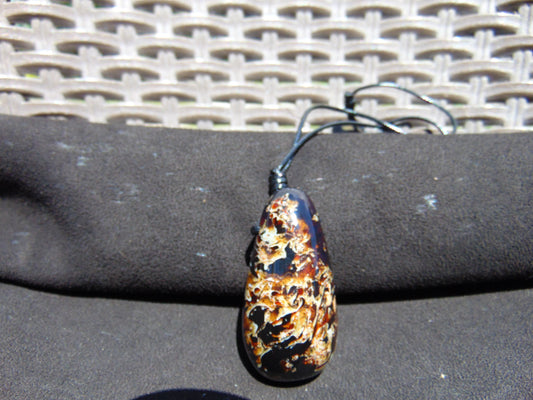 26 gr Teardrop Pendant Indonesian white Blue Amber for Healing 25Y10