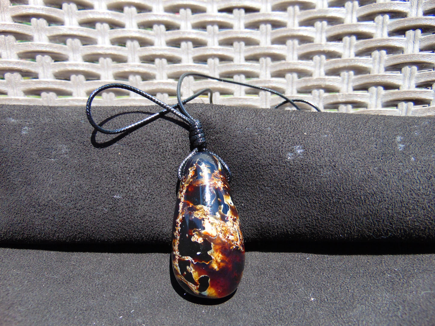 26 gr Teardrop Pendant Indonesian white Blue Amber for Healing 25Y10