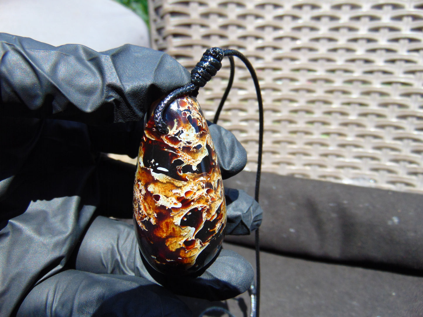 26 gr Teardrop Pendant Indonesian white Blue Amber for Healing 25Y10