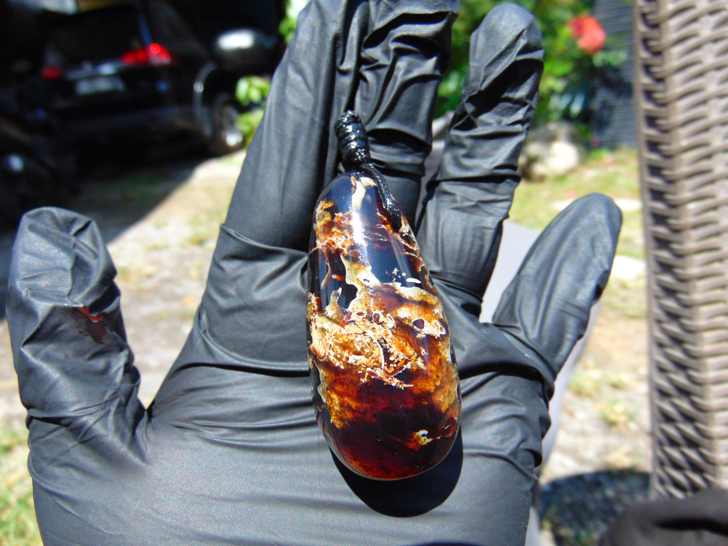 26 gr Teardrop Pendant Indonesian white Blue Amber for Healing 25Y10