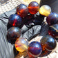 92 gram 10 Beads Mala Bracelet Indonesian Mix Blue Amber 25 mm for Healing BB5