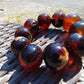 92 gram 10 Beads Mala Bracelet Indonesian Inclusion Red Purple Amber 25 mmfor Healing BB1