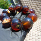 92 gram 10 Beads Mala Bracelet Indonesian Inclusion Red Purple Amber 25 mmfor Healing BB1