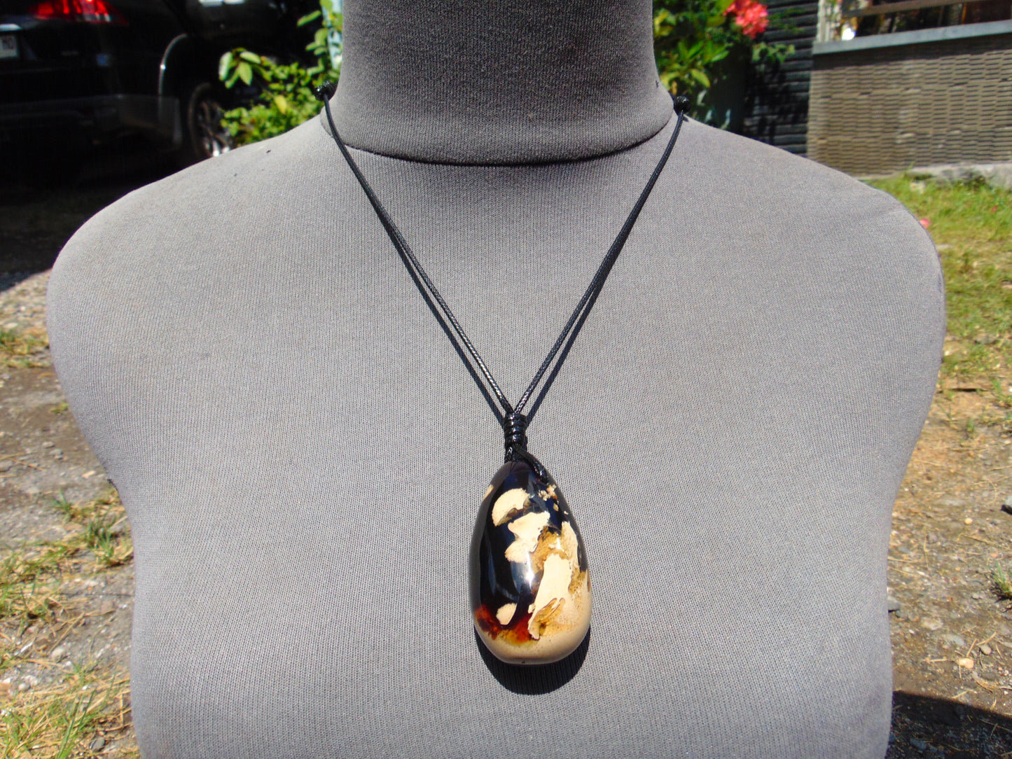 27 gr Teardrop Pendant Indonesian Dark Blue white Amber for Healing 25A70