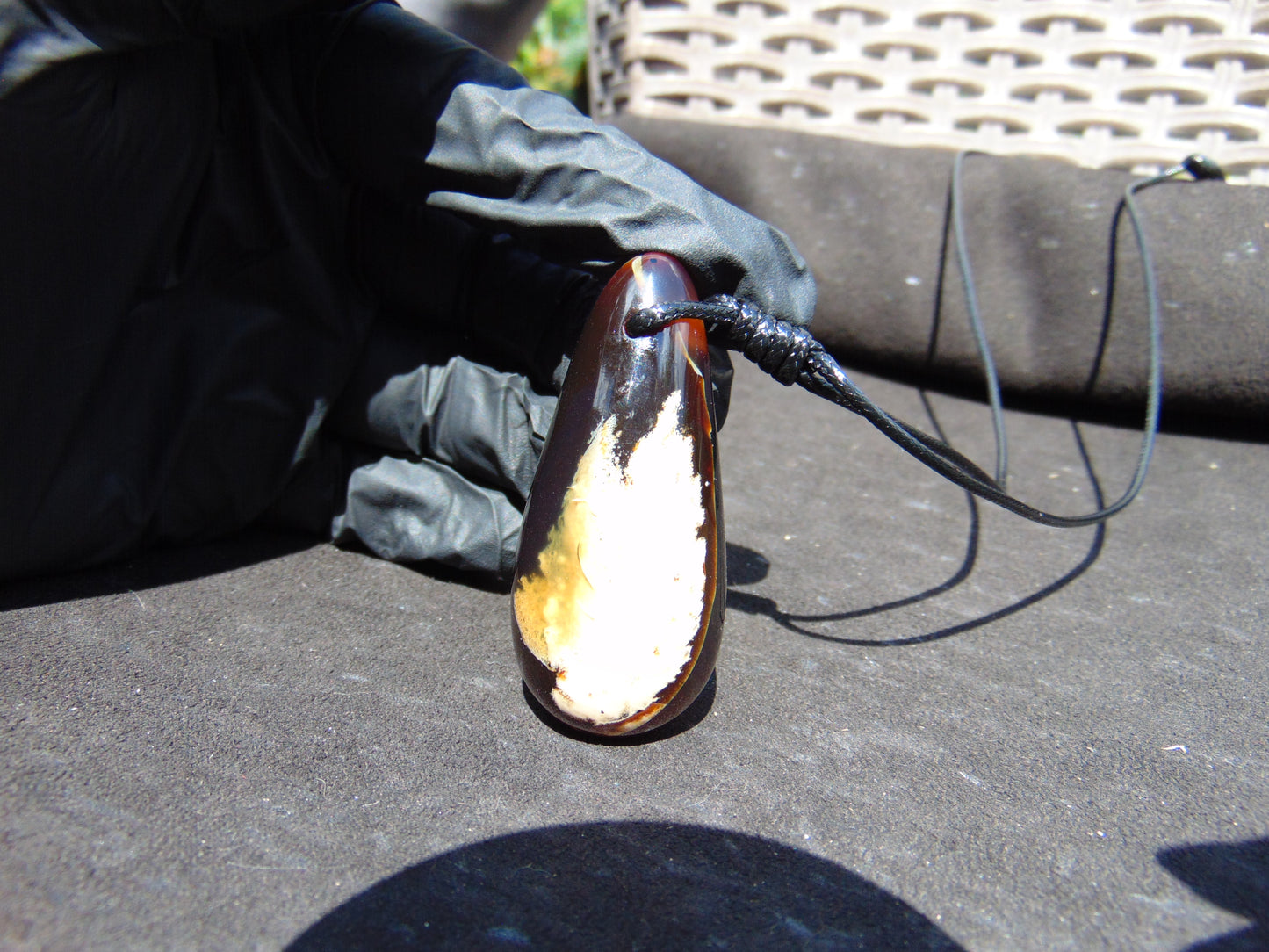 21 gr Teardrop Pendant Indonesian white Amber for Healing 25N78