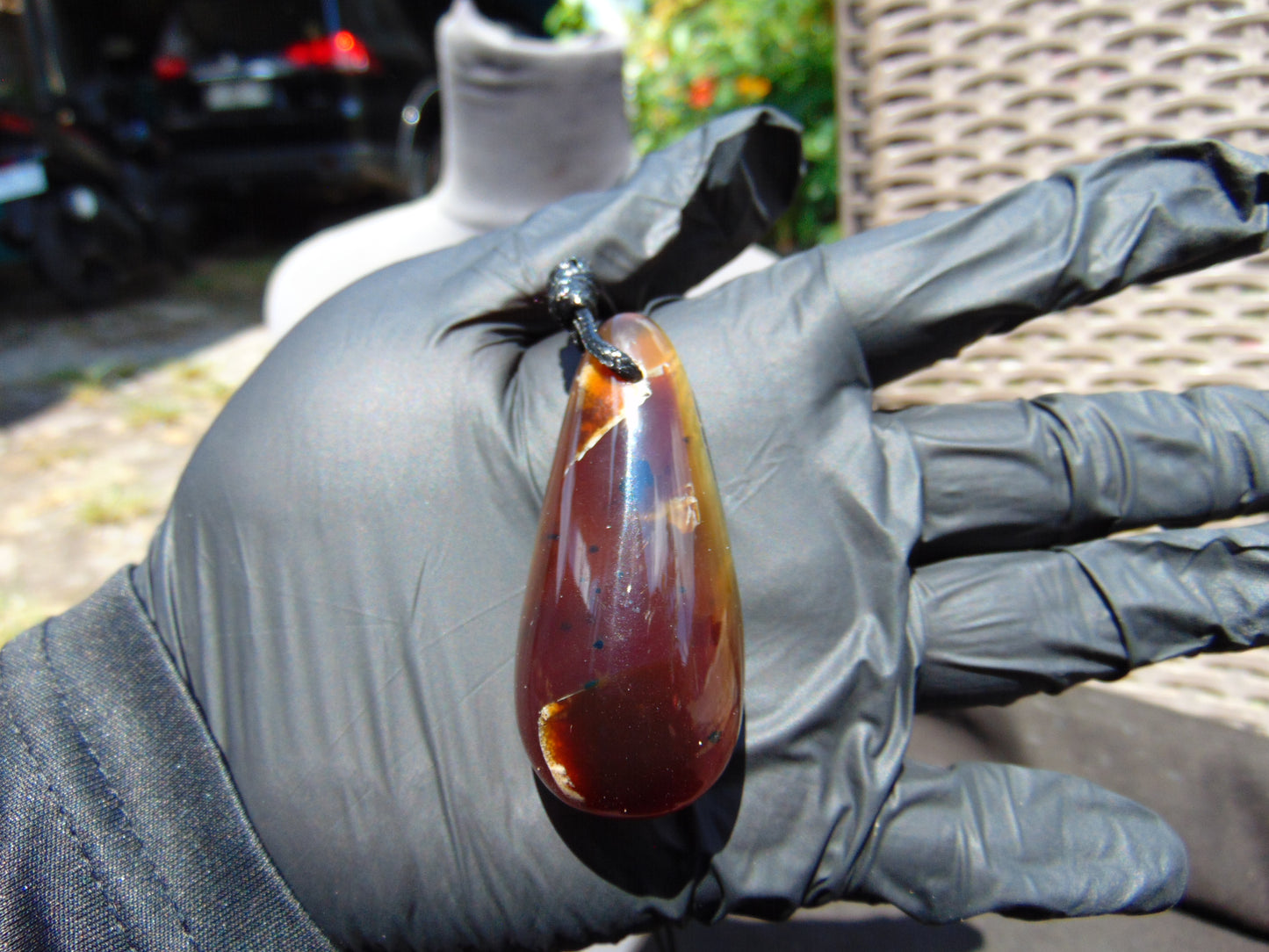 21 gr Teardrop Pendant Indonesian white Amber for Healing 25N78