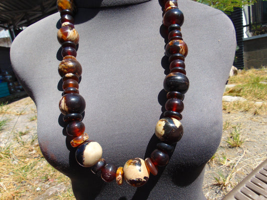 159 gr Small Beads Combination Necklace Indonesian Yellow Red White Amber for Healing FR88