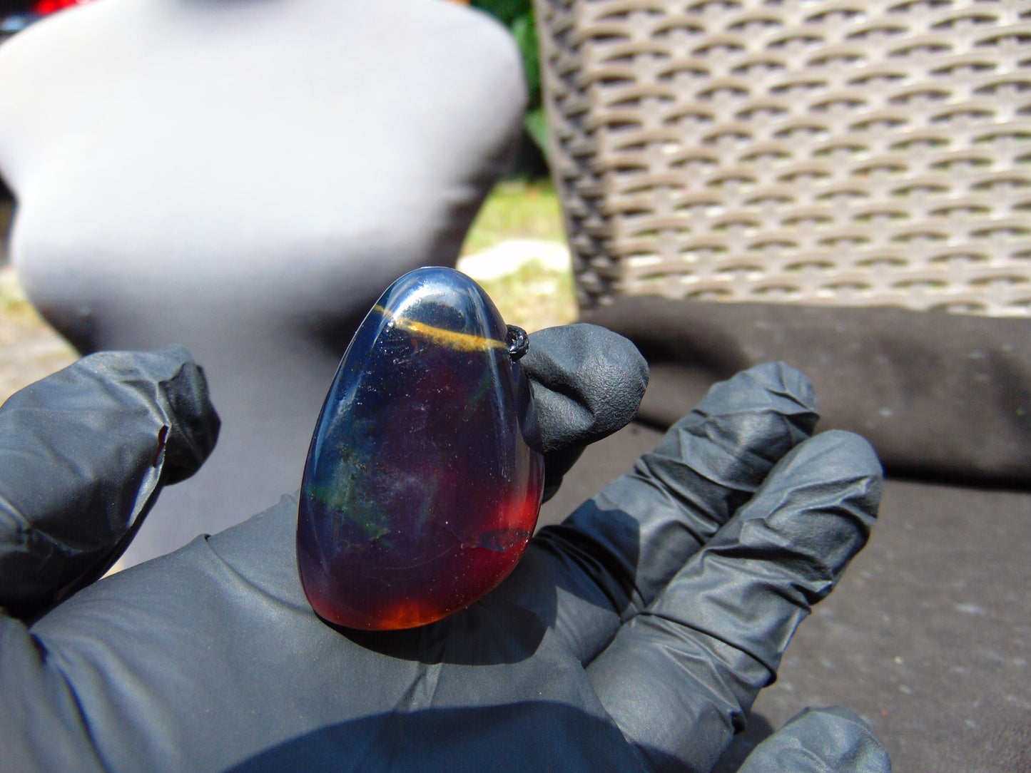 11 gr Teardrop Pendant Indonesian blue Amber for Healing PCY2