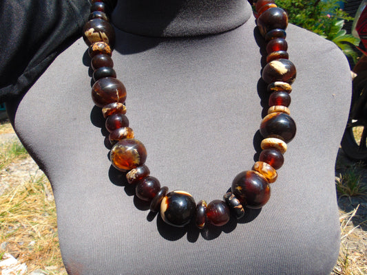 165 gr Small Beads Combination Necklace Indonesian Red White Amber for Healing FR79