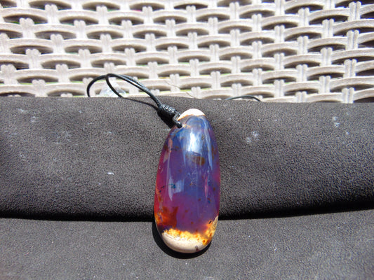 38  gr Teardrop Pendant Indonesian blue Amber for Healing 25Y48