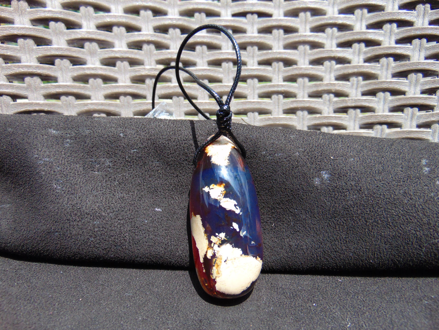 38  gr Teardrop Pendant Indonesian blue Amber for Healing 25Y48