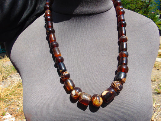 75 gr Small Beads Combination Necklace Indonesian Red White Amber for Healing FR83