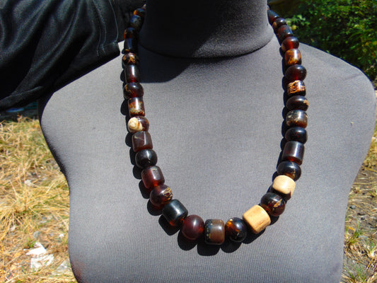87 gr Small Beads Combination Necklace Indonesian Dark Red Amber for Healing FR86