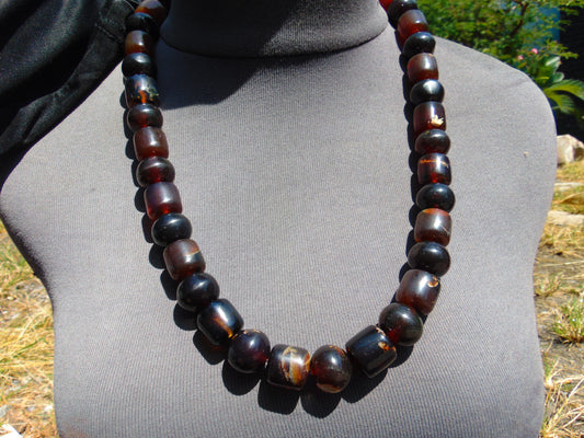 108 gr Small Beads Combination Necklace Indonesian Dark Red Amber for Healing FR78