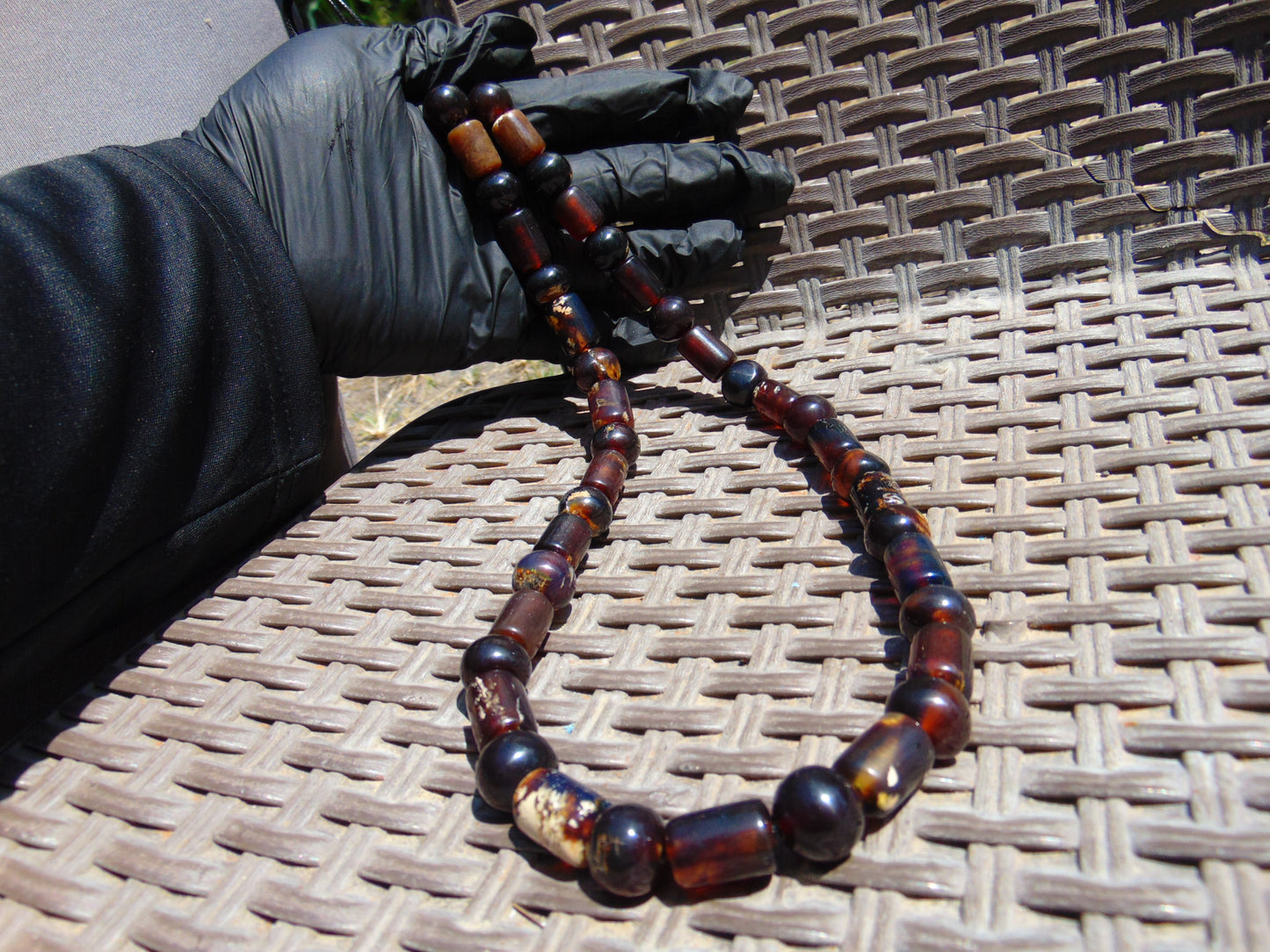 67 gr Small Beads Combination Necklace Indonesian Dark Red Amber for Healing FR82