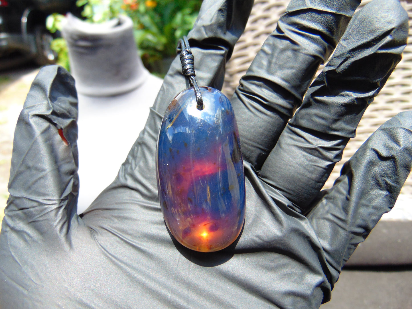 15 gr Teardrop Pendant Indonesian blue Amber for Healing PCN358