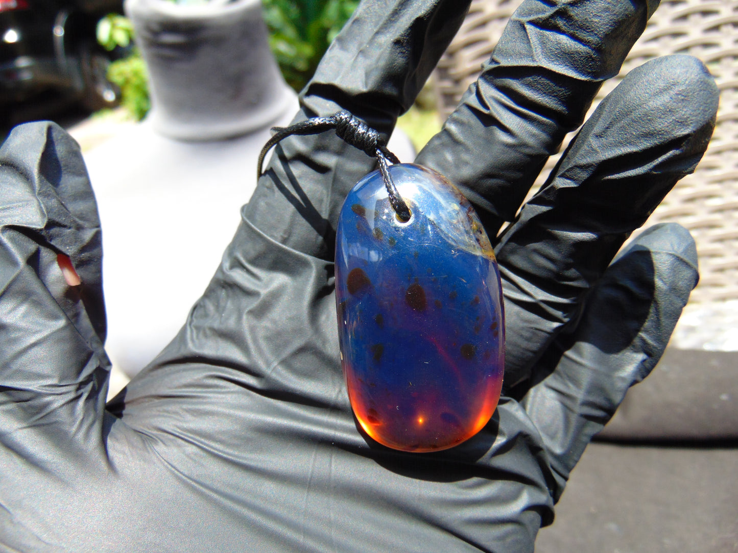 15 gr Teardrop Pendant Indonesian blue Amber for Healing PCN358