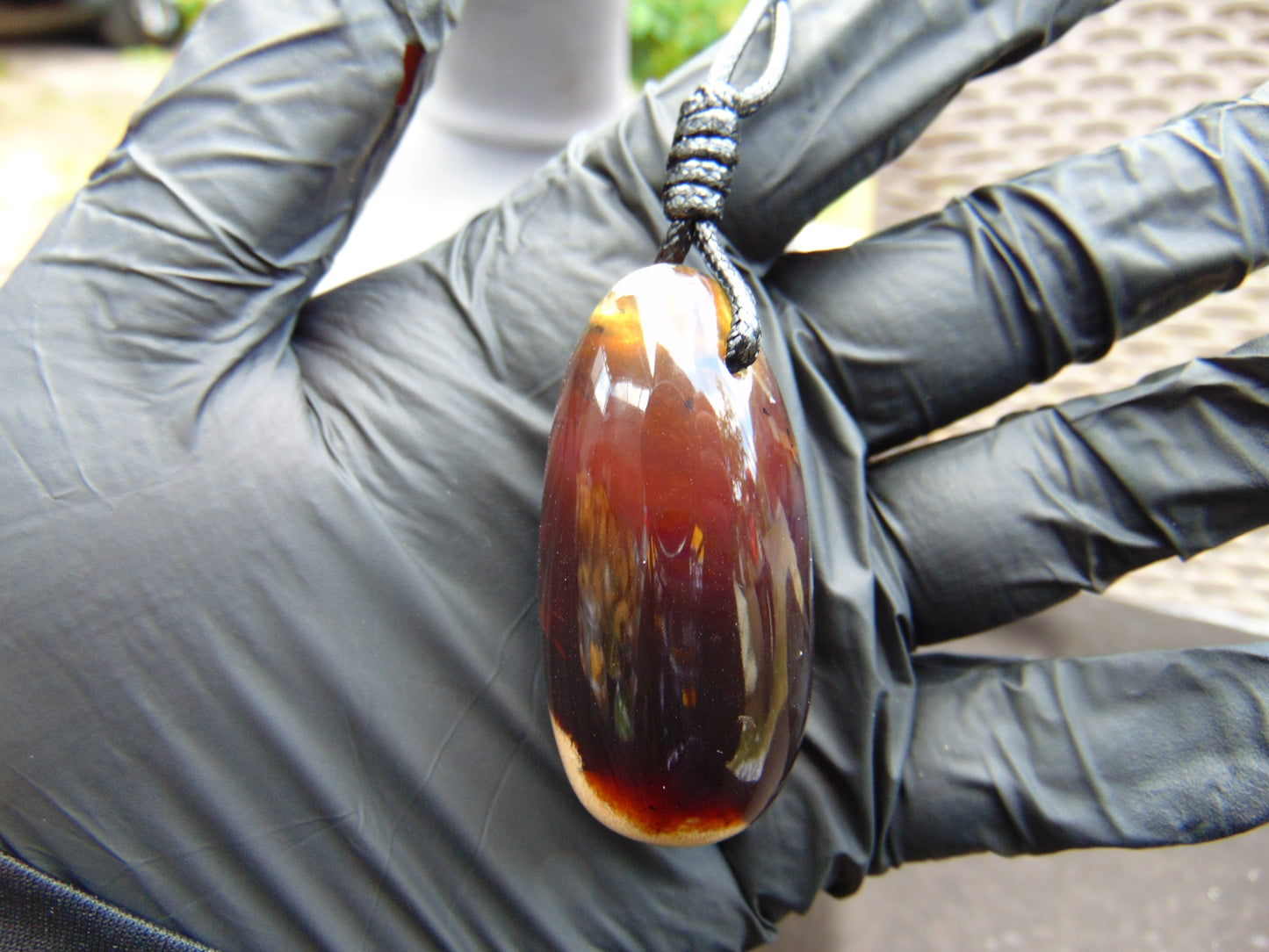 19 gr Teardrop Pendant Indonesian white Amber for Healing 25N75