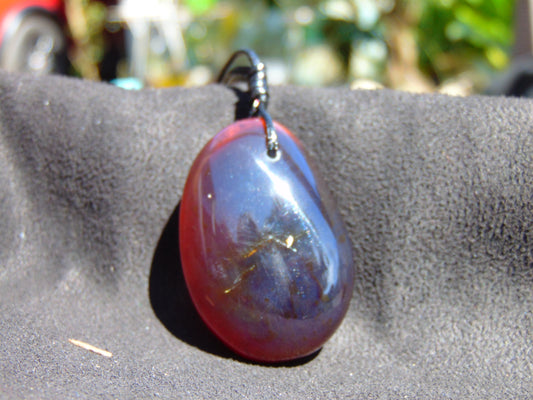 14 gram Pendant Indonesian Red Blue Amber for Healing 26Y210