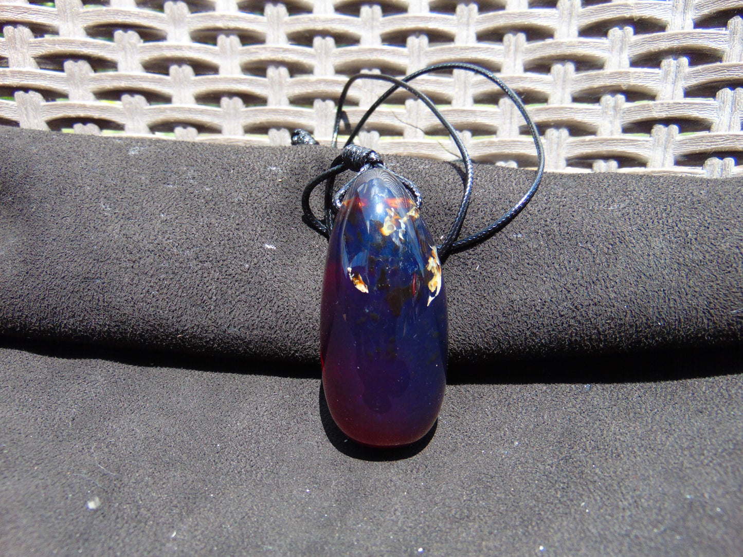 31 gr Teardrop Pendant Indonesian blue Amber for Healing 25N84