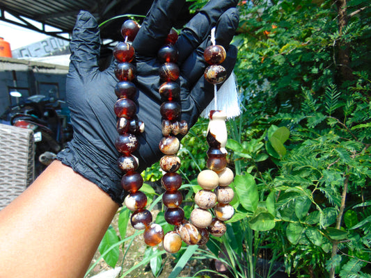 107 gr Tasbih 36 Beads Mesbah Rosary Indonesian White Red Amber 17 mm for Healing TB17i4