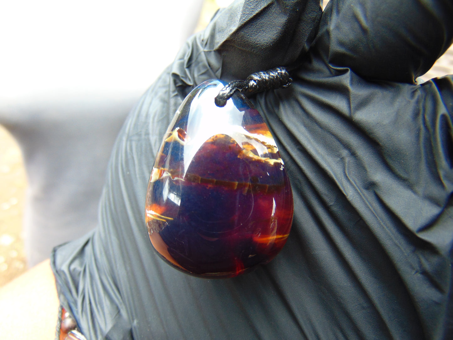 13 gram Teardrop Pendant Indonesian Blue Amber for Healing PCN571