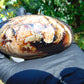 214 gr Shaped Rugby Indonesian Zebra White Amber for Healing ST126