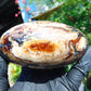 214 gr Shaped Rugby Indonesian Zebra White Amber for Healing ST126
