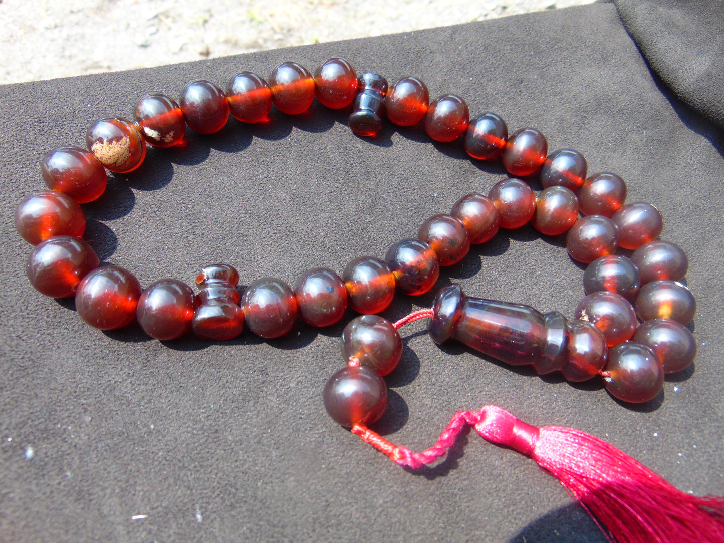 108 gr Tasbih Mesbah Rosary 33+2 Beads 18 mm Indonesian Red Amber for Healing TB17i7