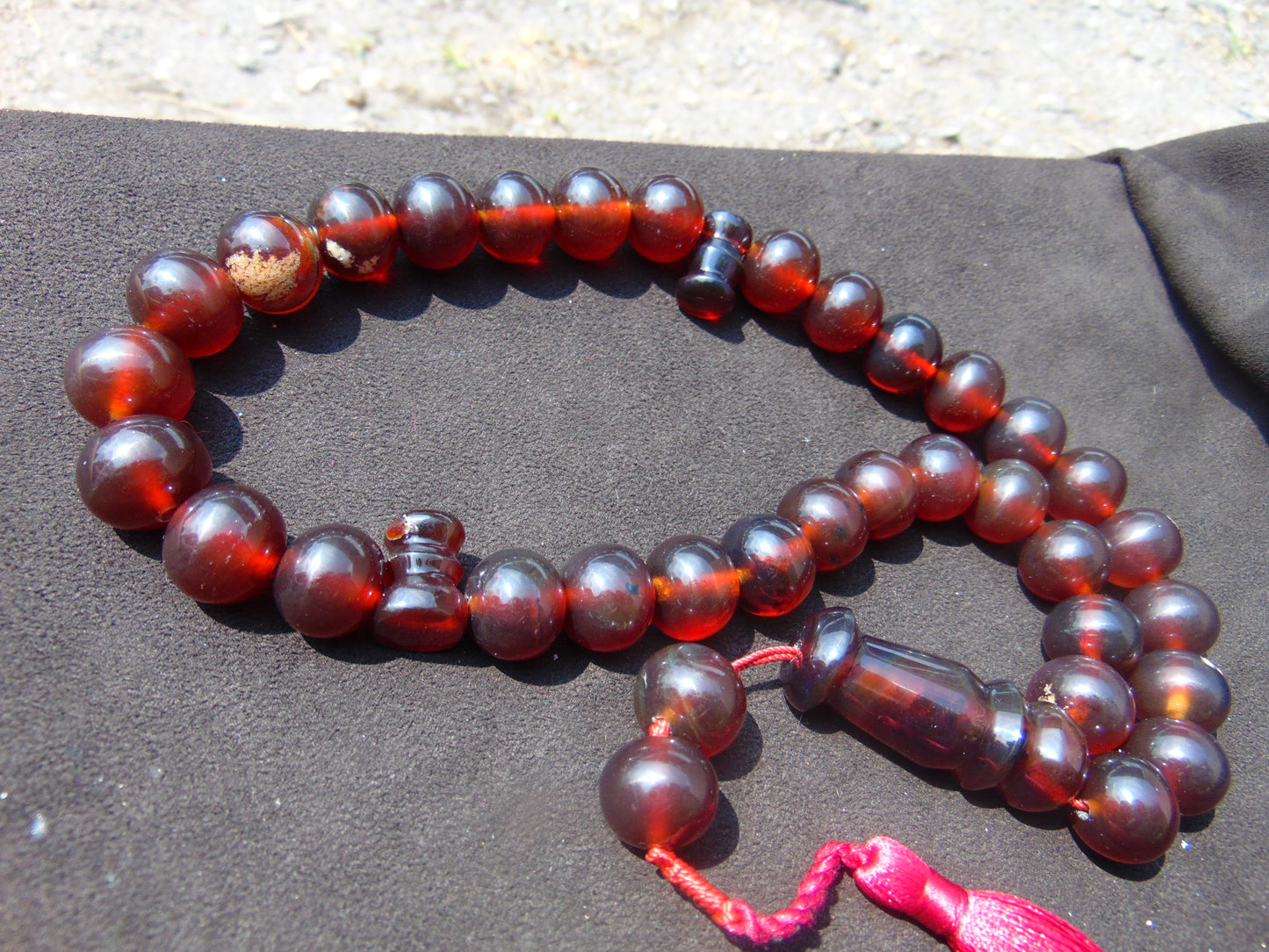 108 gr Tasbih Mesbah Rosary 33+2 Beads 18 mm Indonesian Red Amber for Healing TB17i7