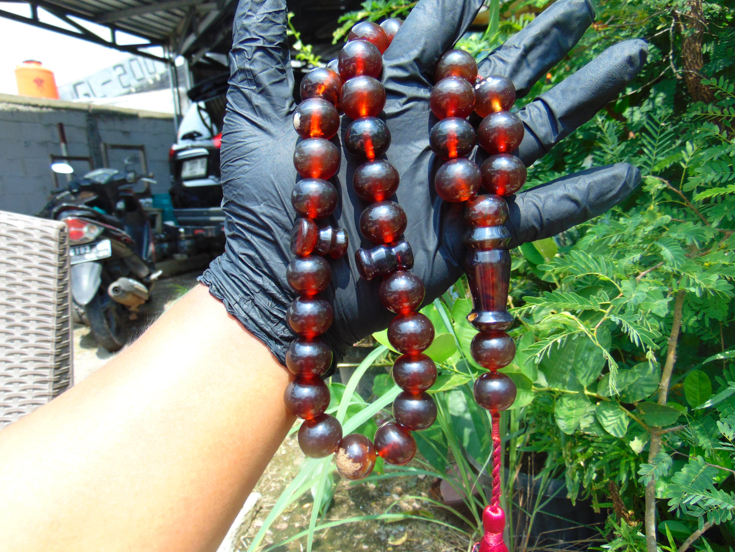 108 gr Tasbih Mesbah Rosary 33+2 Beads 18 mm Indonesian Red Amber for Healing TB17i7