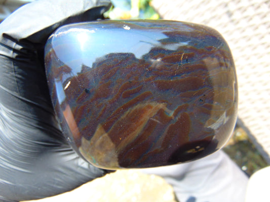 370 gr Shaped Square Polished Indonesian Mushroom Inclusion Dark Blue Amber for Healing AR96