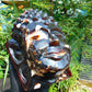 1728 gr 150x158x190 mm Big Buddha head carving on Indonesian Mushroom Inclusion Amber for Healing and Museum