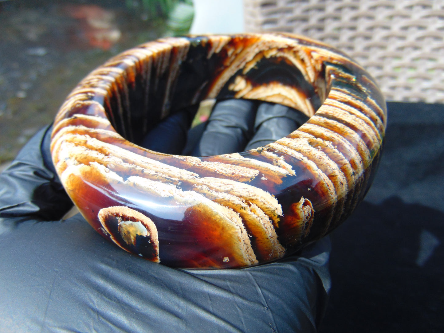 145 gr Big 111x71x30 mm Bangle in hole Indonesian Sumatra Amber for Healing 26B2