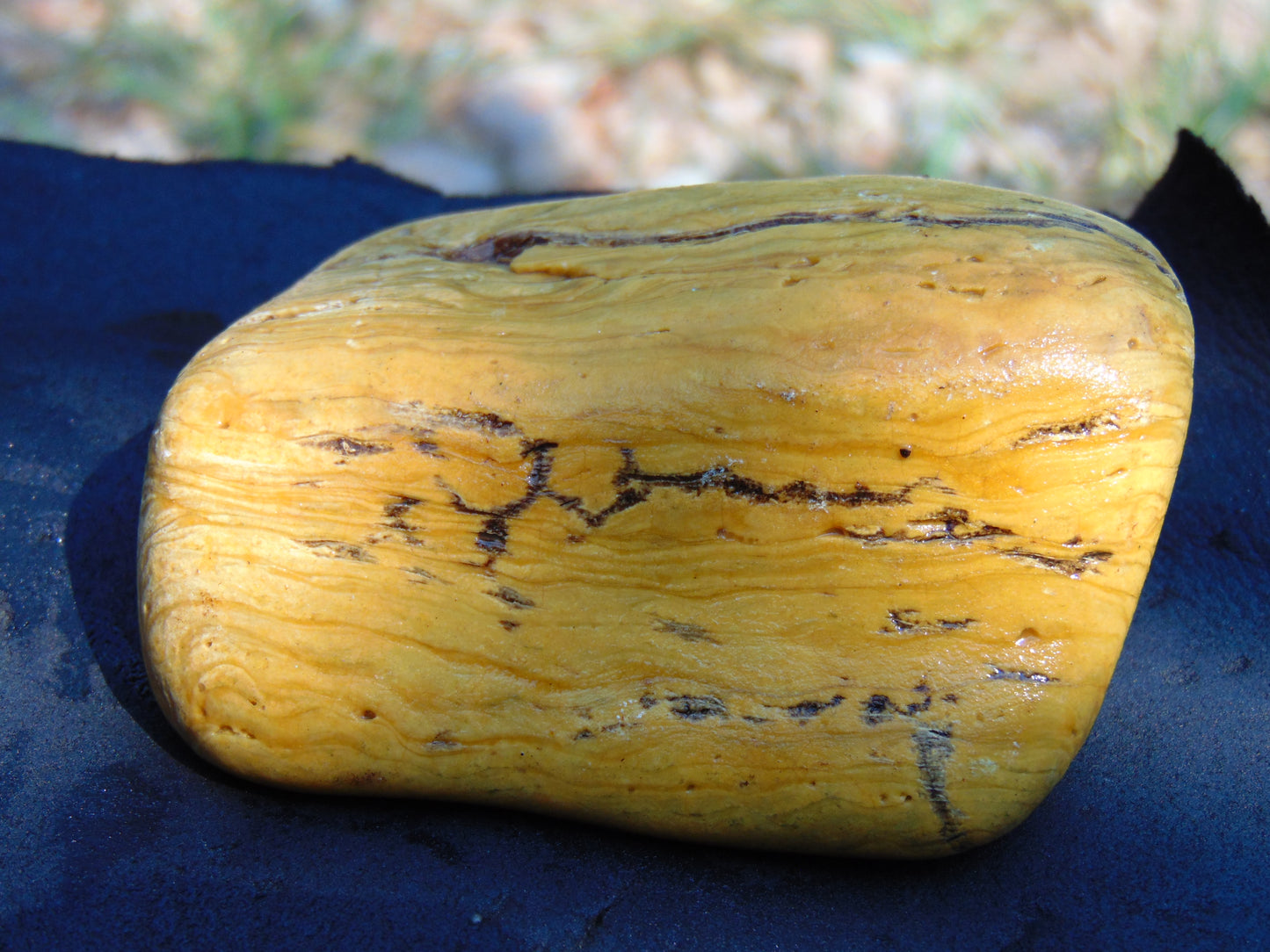 187 gram Polished Indonesia Yellow Aromatic Amber for Healing AY26M149
