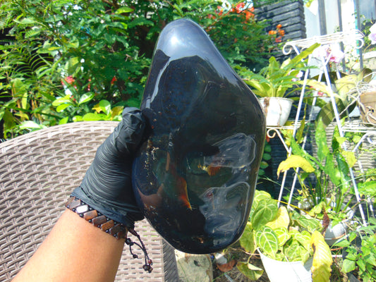 1165 gr Full Polished 155x90x73 mm Indonesia Dark Blue Amber for Healing ML125