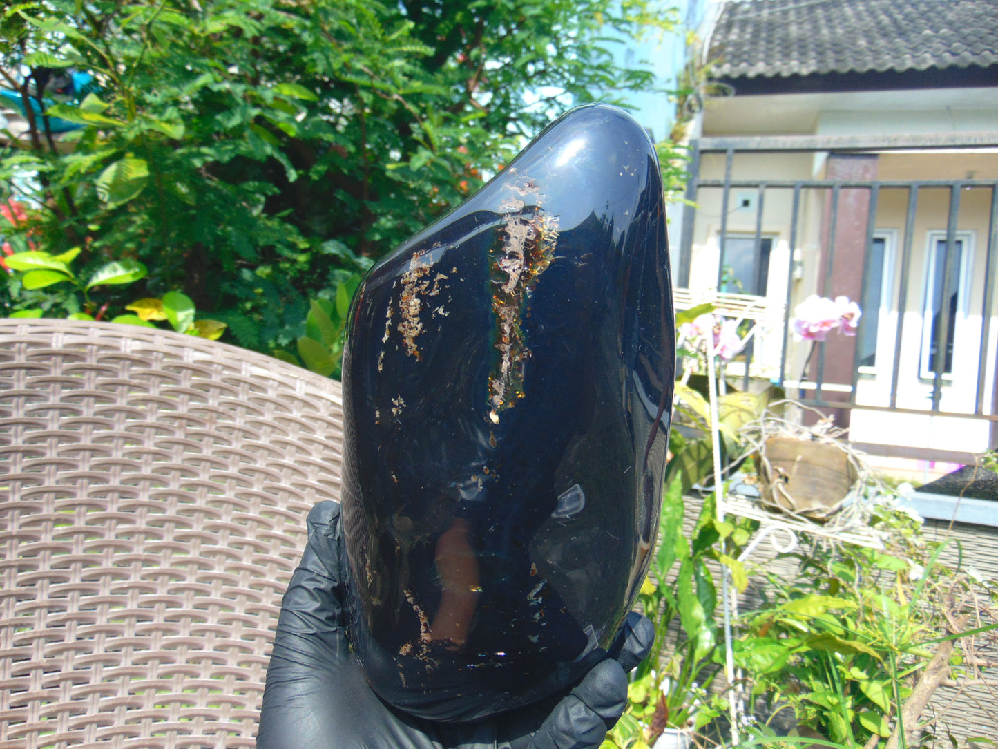 1165 gr Full Polished 155x90x73 mm Indonesia Dark Blue Amber for Healing ML125