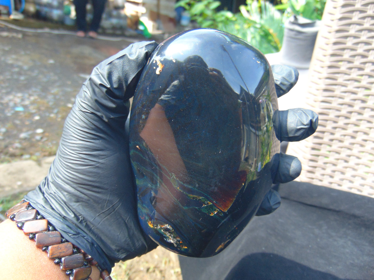 280 gr Blue Polished 130x85x45 mm Indonesia Dark Blue Green Amber for Healing ML158