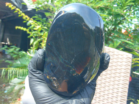 280 gr Blue Polished 130x85x45 mm Indonesia Dark Blue Green Amber for Healing ML158