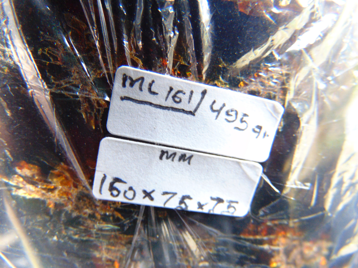 495 gr Full Polished 160x76x75 mm Indonesia Black Blue Amber for Healing ML161