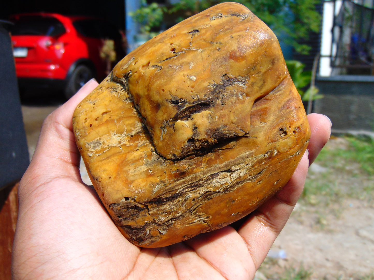 290 gram Polished Indonesia Yellow Aromatic Amber for Healing AY26M157