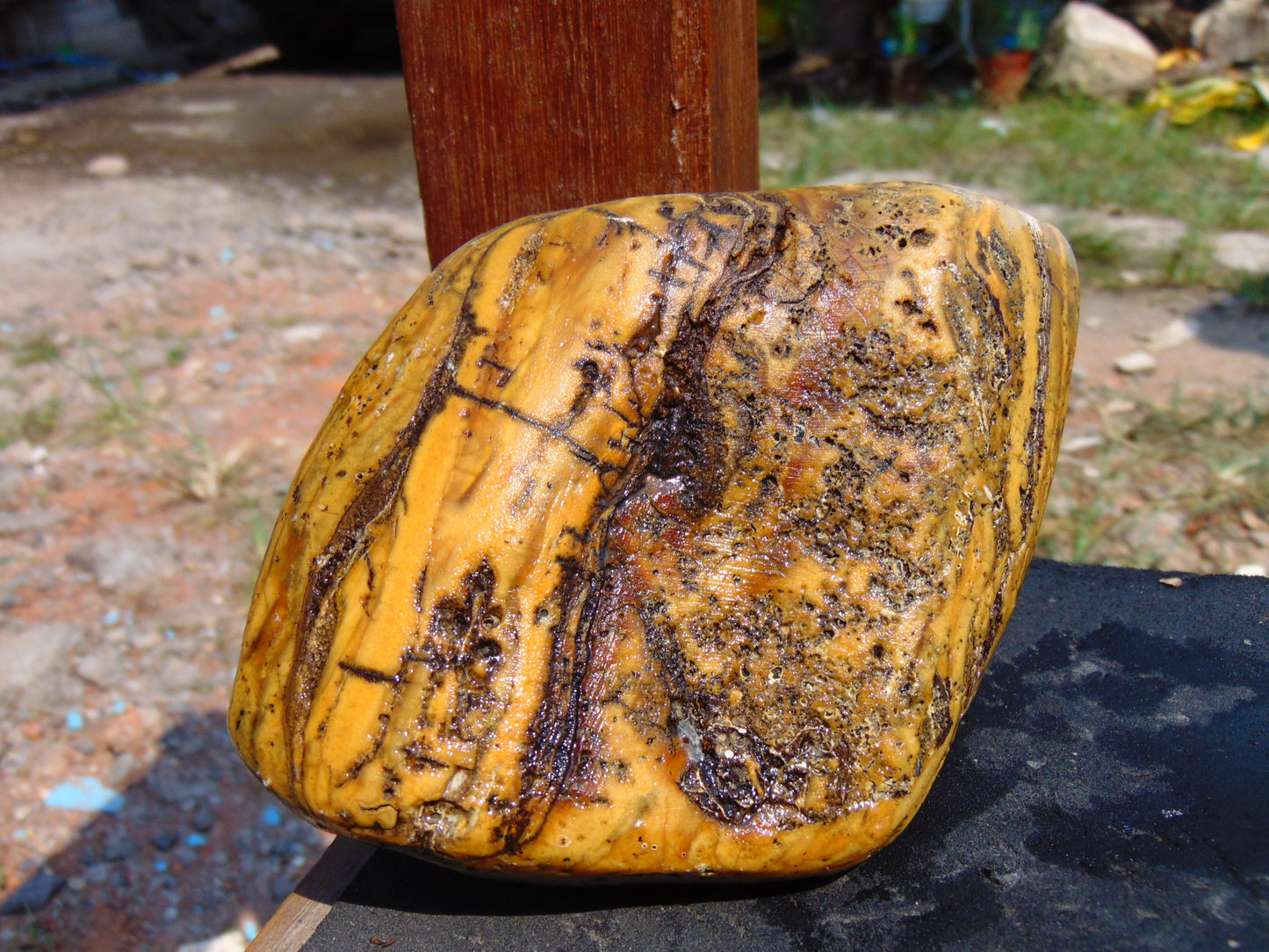 273 gram Polished Indonesia Yellow Aromatic Amber for Healing AY26M154