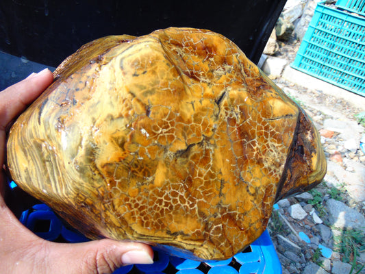 4255 gram Polished Indonesia Yellow Aromatic Amber for Healing AY26M174