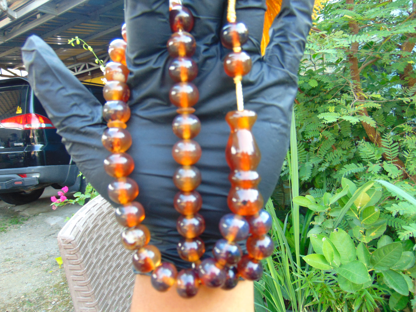 46 gr Hand Tasbih Mesbah Rosary 32 Beads 12 mm Indonesian Yellow Bluish Amber for Healing TB13i11