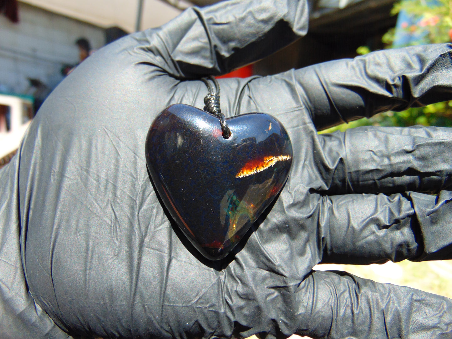 19 gr Heart Pendant Indonesian Blue Amber for Healing 25N256