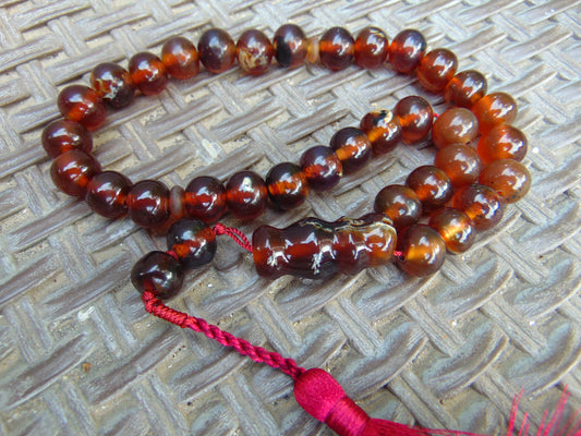 44 gr Hand Tasbih 35 Beads 12 mm Indonesian Red Amber for Healing TB13i15