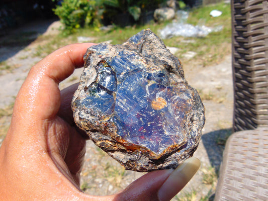 114 gram Rough Raw Indonesian Blue Amber for Healing RBAR35